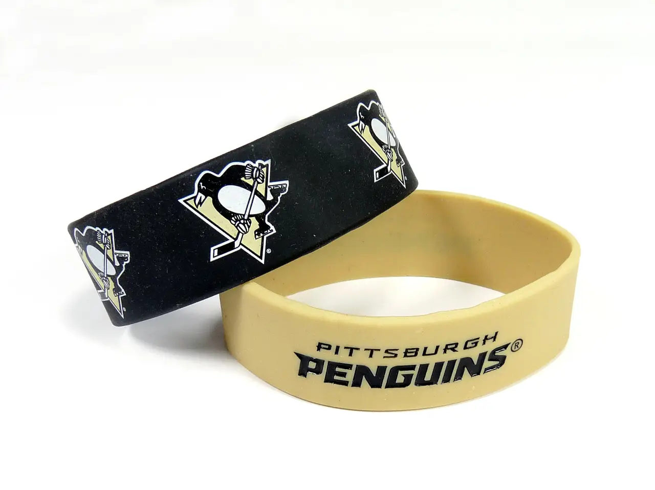 Image Pittsburgh Penguins Bracelets 2 Pack Wide - Special Order