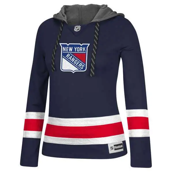 Image Customized Women New York Rangers Any Name & Number Navy Blue Blue Stitched Hockey Hoodie