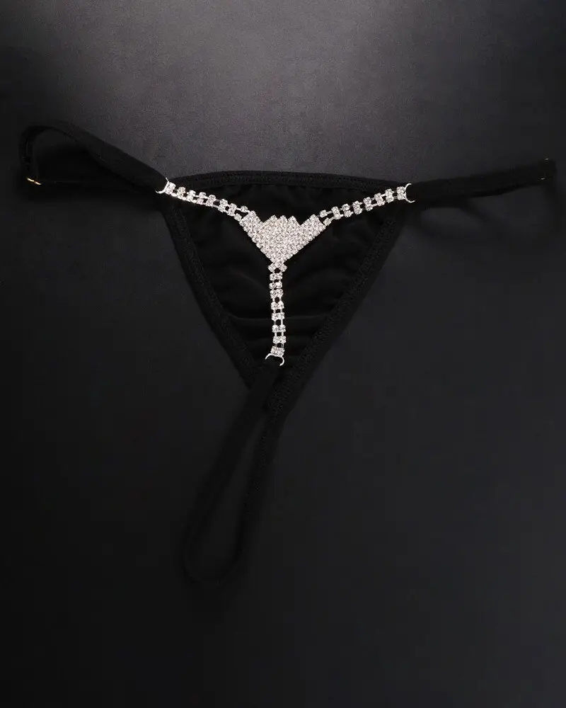 Image 1pc Rhinestone Geometric Chain Decor Chain Decor Thong Panty