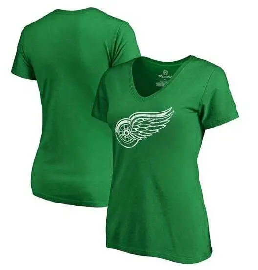Image Women Detroit Red Wings Fanatics Branded St. Patrick's Day White Logo T-Shirt Kelly Green FengYun