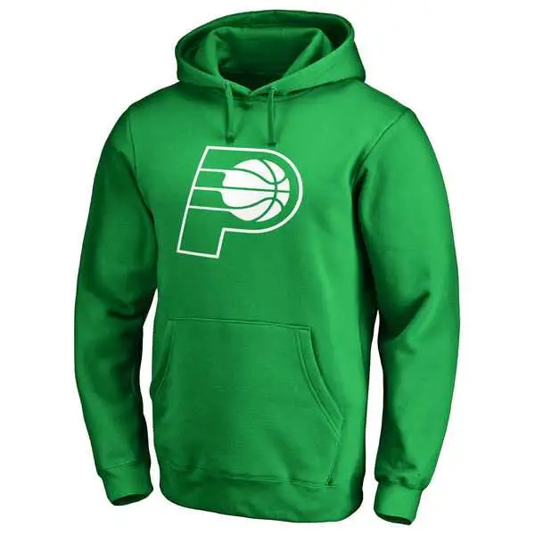 Image Men's Indiana Pacers Fanatics Branded Kelly Green St. Patrick's Day White Logo Pullover Hoodie FengYun