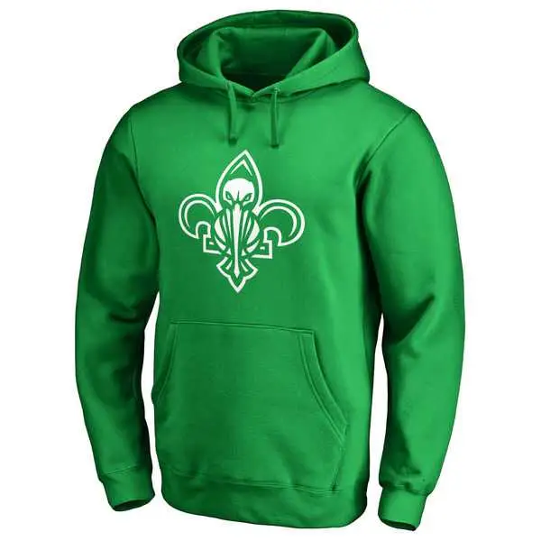 Image Men's New Orleans Pelicans Fanatics Branded Kelly Green St. Patrick's Day White Logo Pullover Hoodie FengYun