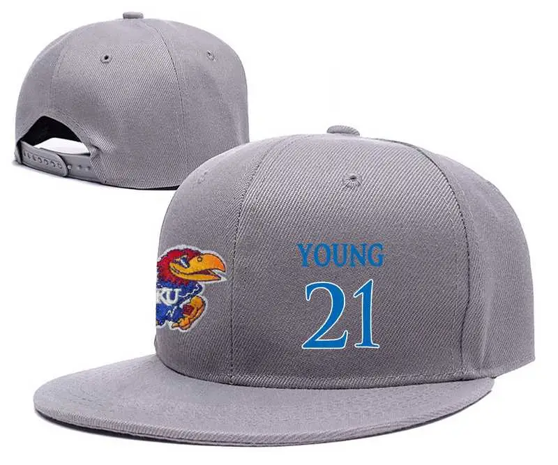Image Kansas Jayhawks #21 Clay Young Gray College Basketball Adjustable Hat