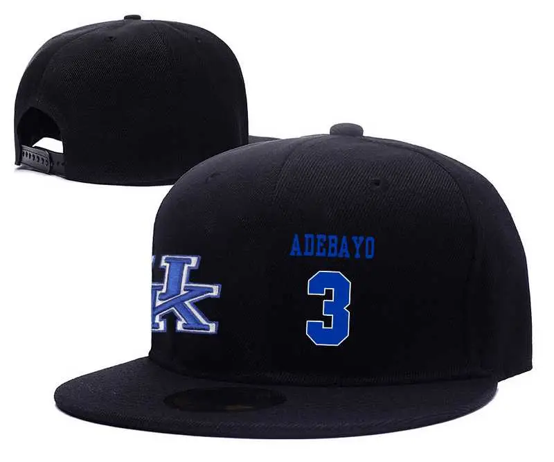 Image Kentucky Wildcats #3 Edrice Adebayo Black College Basketball Adjustable Hat