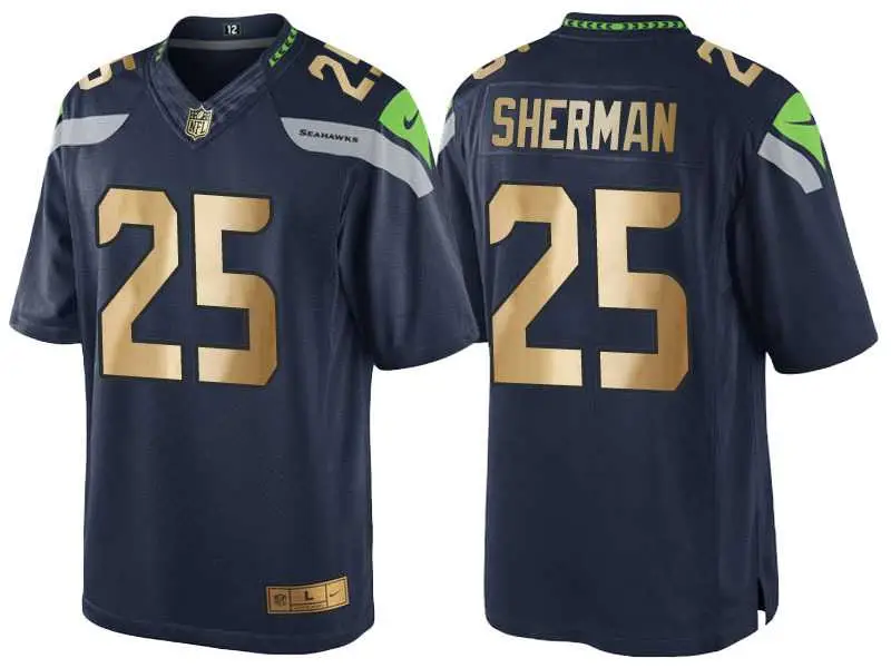 Image Nike Seattle Seahawks #25 Richard Sherman Navy Gold Game Jersey Dingwo