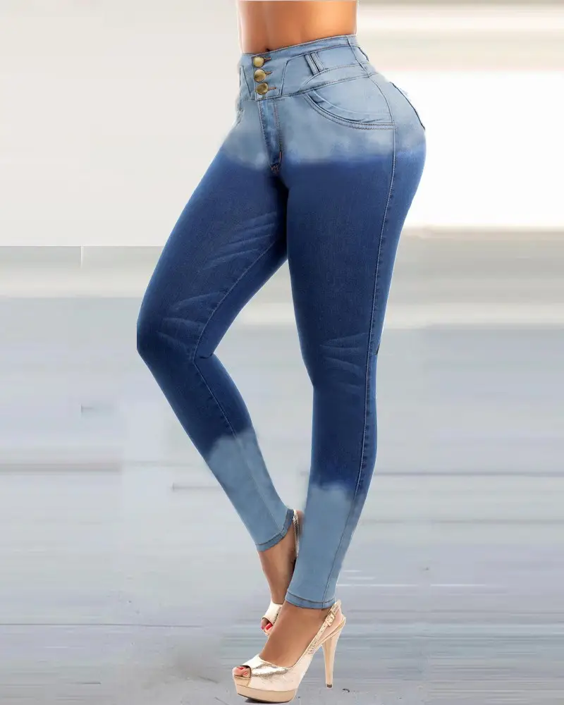 Image Zipper Fly High Waist Butt Lifting Skinny Jeans