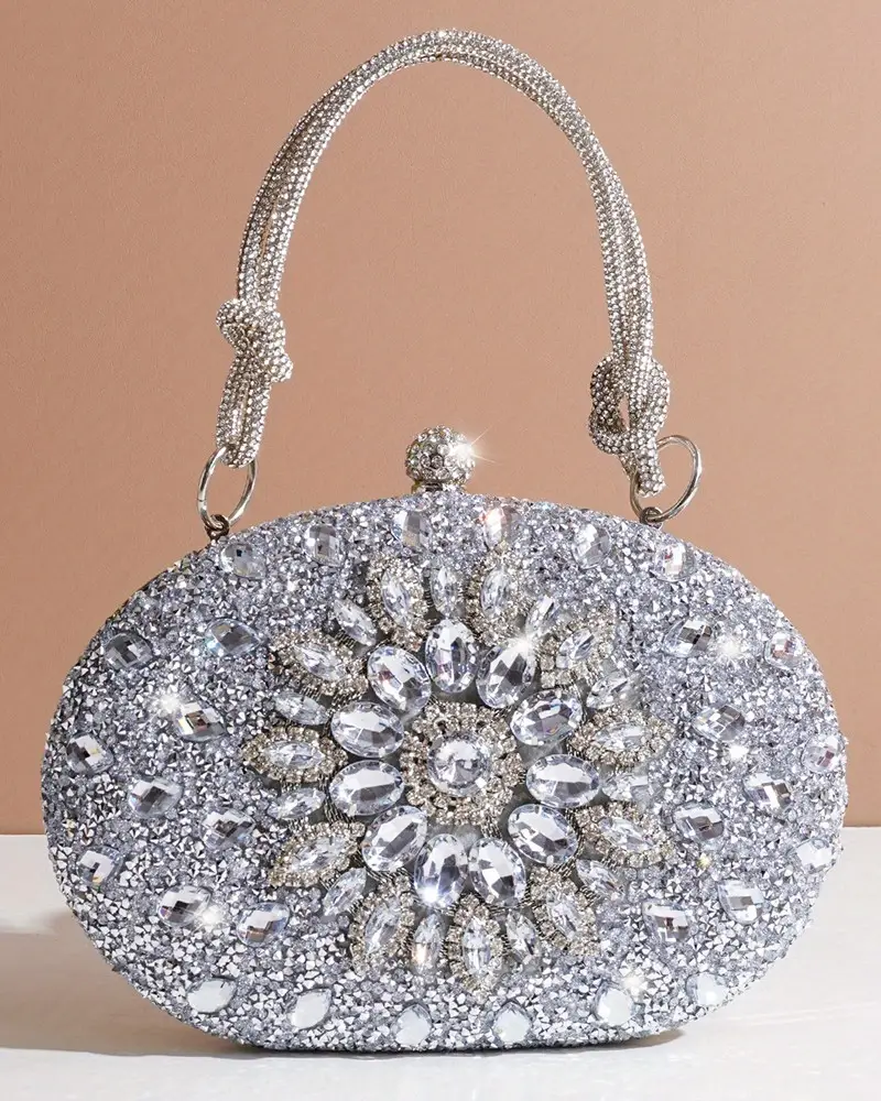 Image Rhinestone Top Handle Evening Handbag